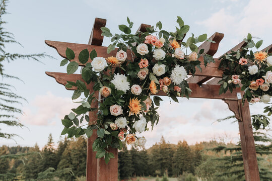 Beautiful, Floral Arch at Wedding Ceremony Site
