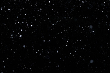 Real falling snow on black background for blending modes in ps. Ver 07 - few snowflakes in blur