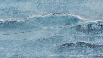overhead view of a frozen river
