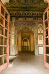 Fototapeta premium Nagaur Fort in Rajasthan-Old gates with beautiful art on walls. City- Nagaur, State Rajasthan. Country India. March 9 2019 