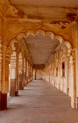 Nagaur Fort in Rajasthan-Long corridor with beautiful art. City Nagur, State- Rajasthan, Country...