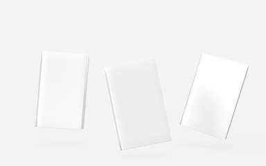 Realistic 3d rendering mockups book: Blank cover book with white isolated background.Novel book on white cover for mockups design.Education, Magazine, mockup print design.book cover template