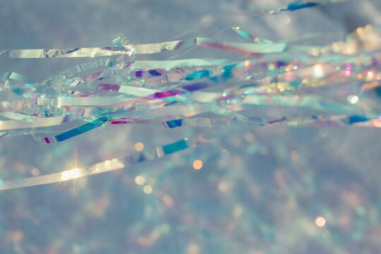 Holographic tinsel on snow