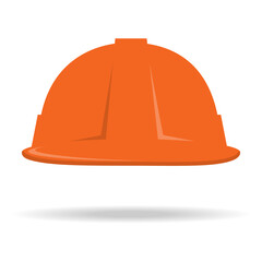 Construction helmet icon. An orange construction helmet with a shadow under it. Vector, cartoon illustration. Vector.