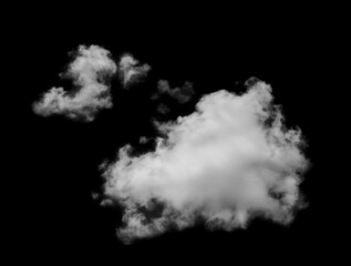 White fluffy cloud isolated on a black background.