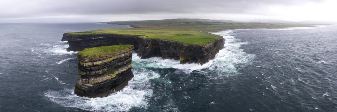Du&Igrave;n Briste Sea Stack Aerial Ireland