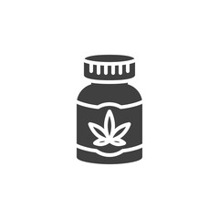 Medical marijuana bottle vector icon