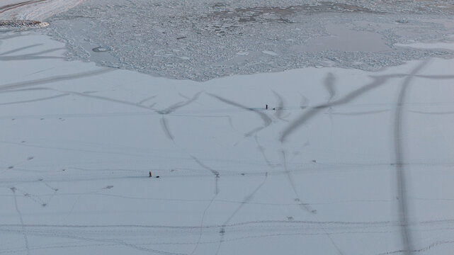 Lonely northern landscape - fishermen returning home 