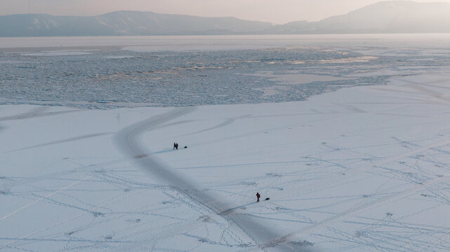 Lonely northern landscape - fishermen returning home 