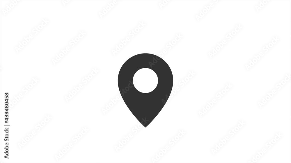 Poster animated location pointer isolated on white. 4k video