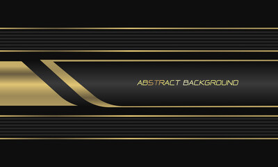 Abstract gold grey metallic line geometric on black design modern luxury futuristic background vector illustration.