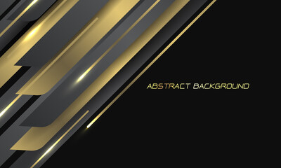 Abstract gold grey metallic line geometric slash on black with blank space design modern luxury futuristic background vector illustration.