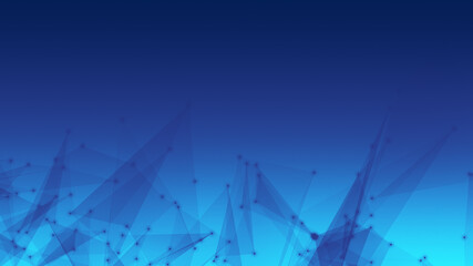 Abstract technology and science polygonal space low poly background Tone blue with connecting dots and lines.