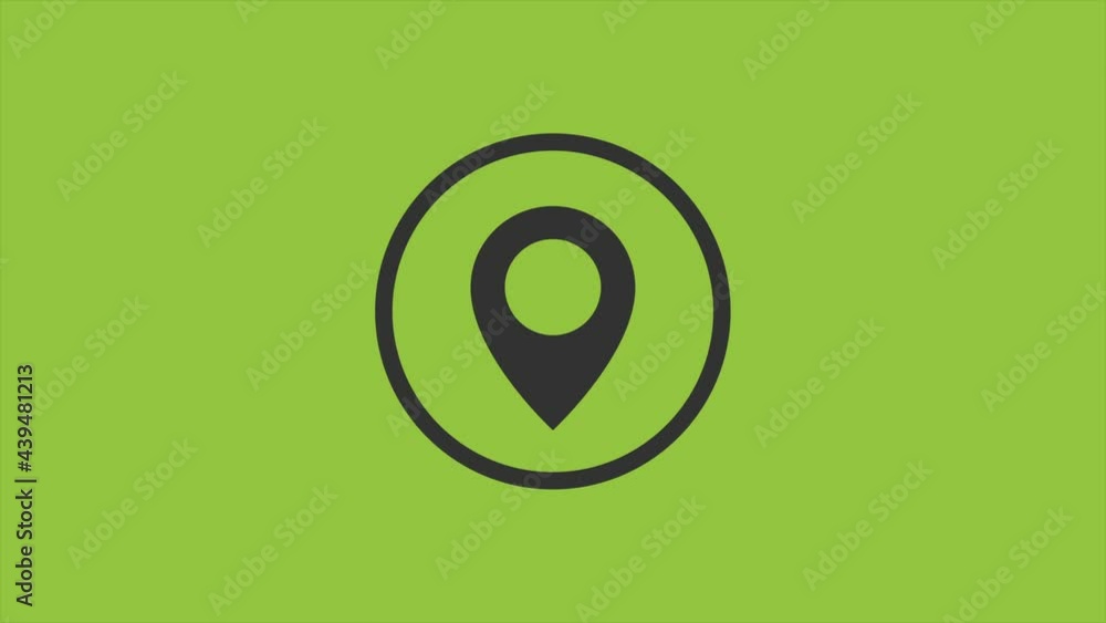 Poster Animated location pin pointer isolated on green. Navigation system element. 4k video