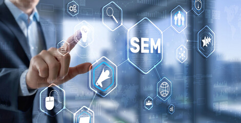SEM Search Engine Marketing. Digital marketing, Online advertising