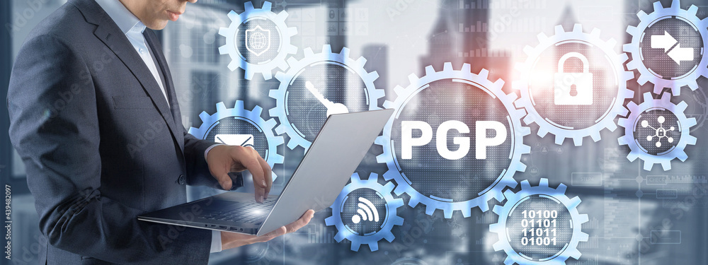 Poster pgp. pretty good privacy. encryption and security concept 2021