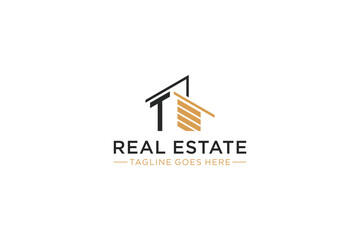 Letter T for Real Estate Remodeling Logo. Construction Architecture Building Logo Design Template Element.