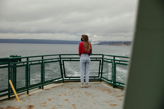 Unknown woman riding the ferry