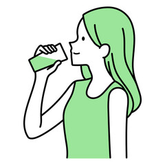 青汁を飲む女性