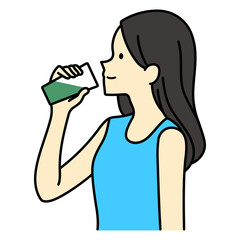 青汁を飲む女性