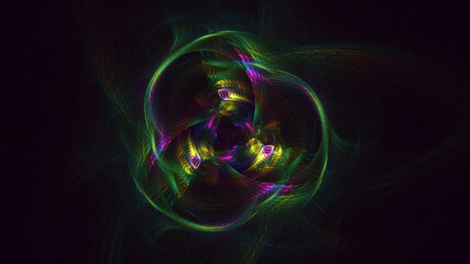 3D rendering abstract multicolor fractal light background