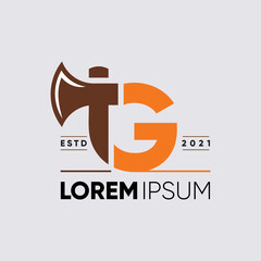 Initial Letter G Axe Logo Design Vector Graphic Icon Illustration Background Template