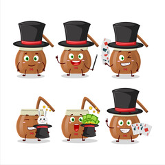 A mate tea Magician cartoon character perform on a stage