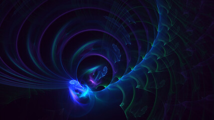 3D rendering abstract multicolor fractal light background