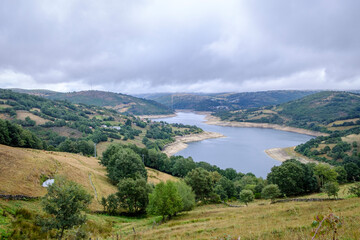 General view of the reservoir located in Chandrexa de Queixa, province of Ourense, Galicia (Spain)