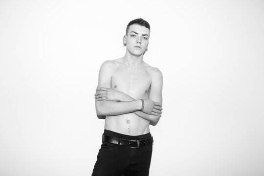 Portrait Of Young Shirtless Man