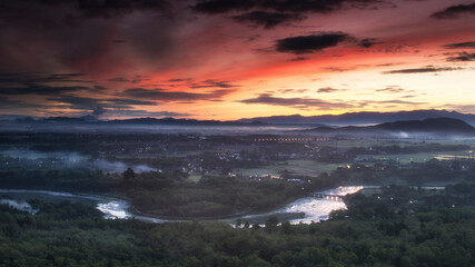 Sunrise in the morning, sunrise with clouds.