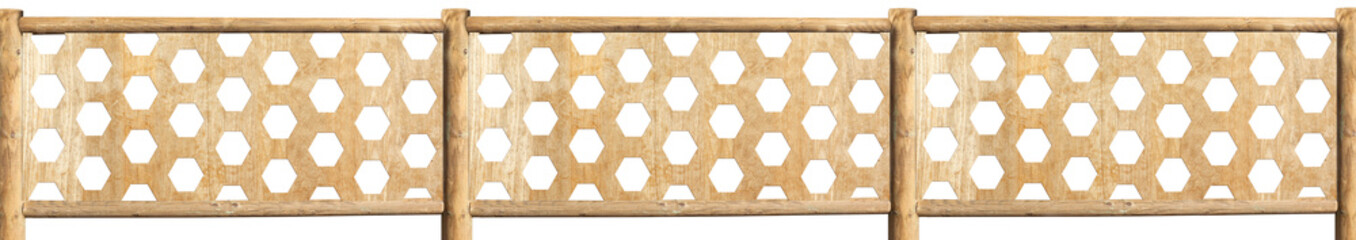 Balustrade bois texture nid d’abeille, fond blanc 