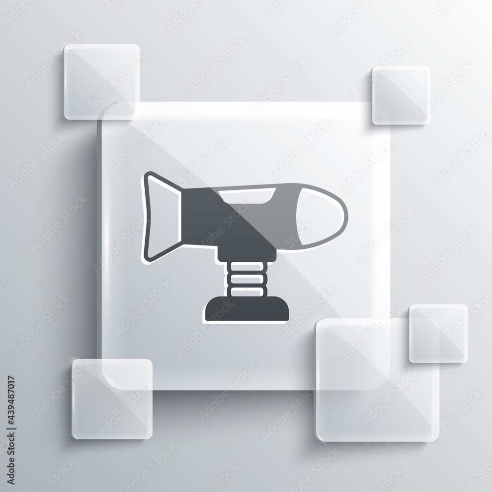 Poster grey swing plane on the playground icon isolated on grey background. childrens carousel with plane. 