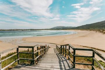 Fototapeta na wymiar Waves in Saint George's beach in Ferrol, Galicia, Spain.