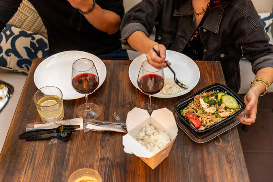 Couple Plates Their Dinner 