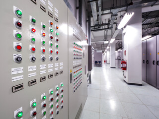 Many lamp of control panel in power plant.