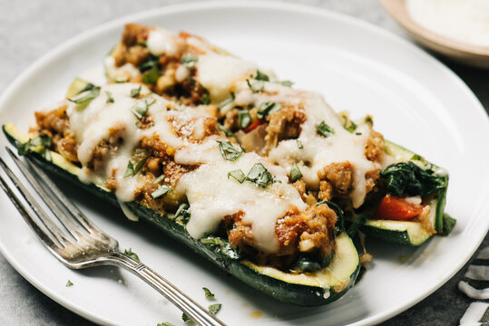 Italian Sausage Stuffed Zucchini Boats