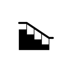 Ladder stair, staircase icon in solid black flat shape glyph icon, isolated on white background 