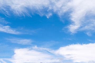 Vast white clouds on blue sky nature summer background and space