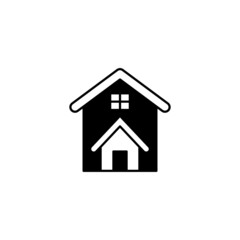 Architecture, front of house icon in solid black flat shape glyph icon, isolated on white background 