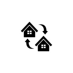house, moving house relocation icon  in solid black flat shape glyph icon, isolated on white background 