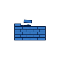 Brick build, brick wall icon in color icon, isolated on white background 