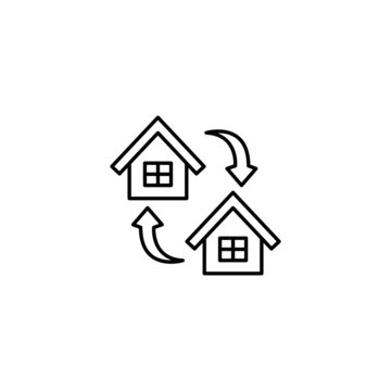 recommend clip art: house, moving house relocation icon in flat black line style, isolated on white background 