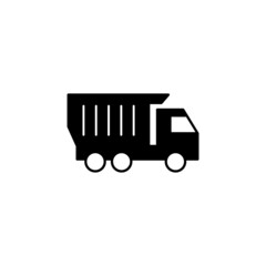Construction dump Truck vehicle icon in solid black flat shape glyph icon, isolated on white background 