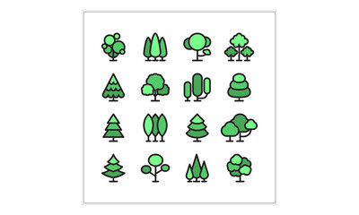 Tree Icons Vector Illustration , ecology, nature, garden, icon set.