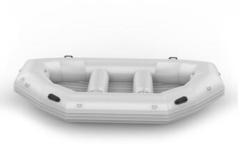 Blank PVC Inflatable Water Raft Boat, 3d render illustration.