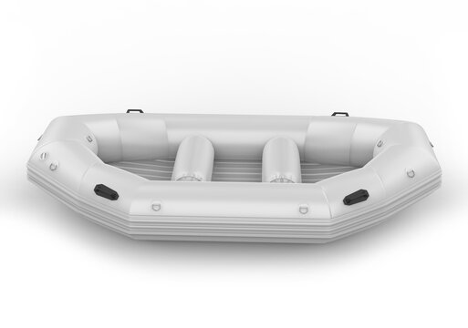 Blank PVC Inflatable Water Raft Boat, 3d render illustration.