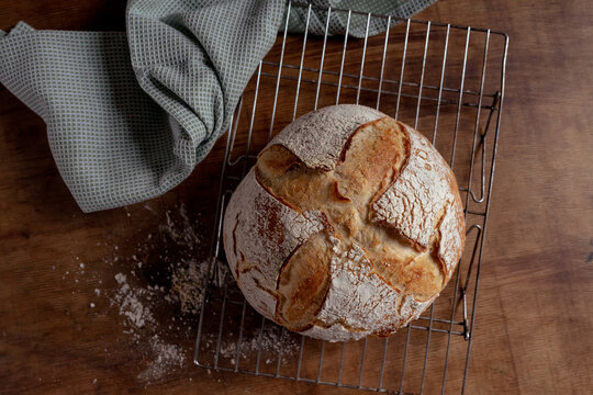 sourdough bread on wooden table