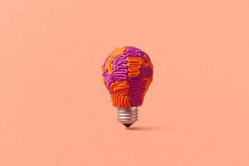 One light bulb in shape of brain