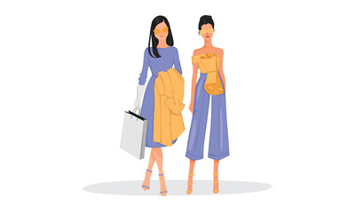 Character Woman Lady Fashion Glamour Elegant Model with Dress Formal Clothes and sunglasses using for Work or Meeting or Special Event Entertainment Couple